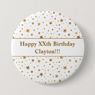 Gold Stars With Message Birthday 7.5 Cm Round Badge