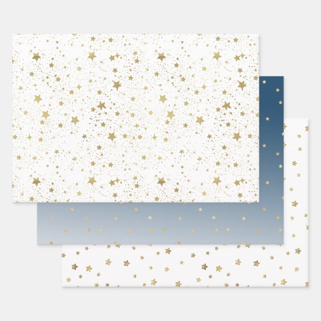 Gold Stars Wrapping Paper Sheet (Set)
