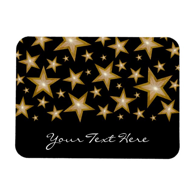 "Gold" Stars 'Your Text' flexible magnet black (Horizontal)