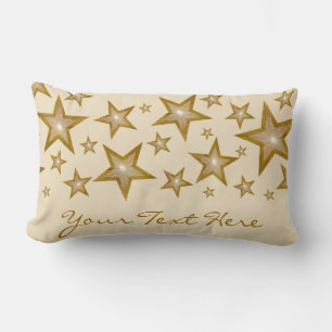"Gold" Stars ''Your Text' lumbar cream Cushion