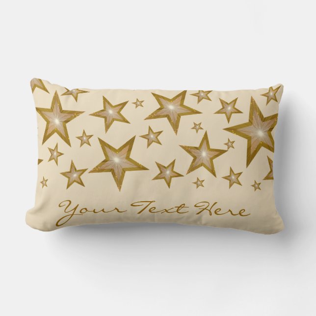 "Gold" Stars ''Your Text' lumbar cream Lumbar Cushion (Front)