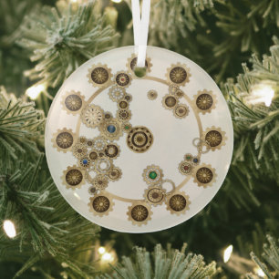 Gold Steampunk Ceramic Ornament