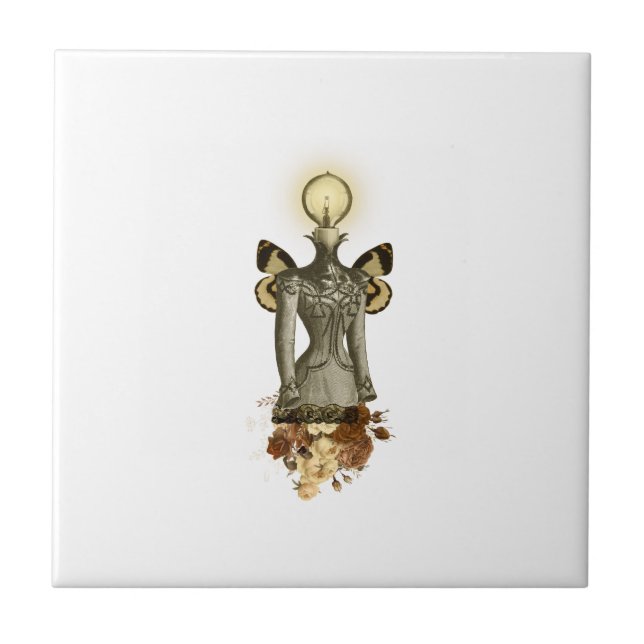 Gold SteamPunk Series Design 3 Ceramic Tile (Front)