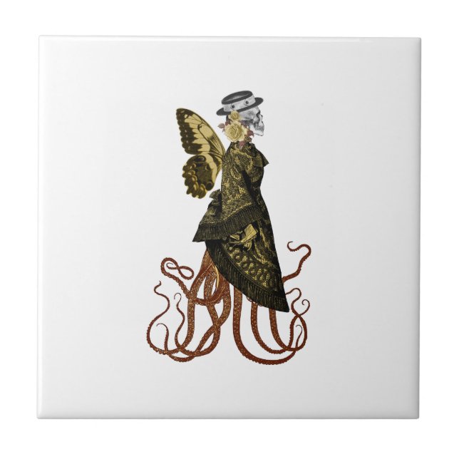 Gold SteamPunk Series Design 5   Ceramic Tile (Front)