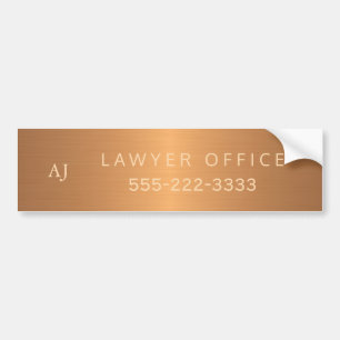 Gold steel copper metallic business name monogram bumper sticker