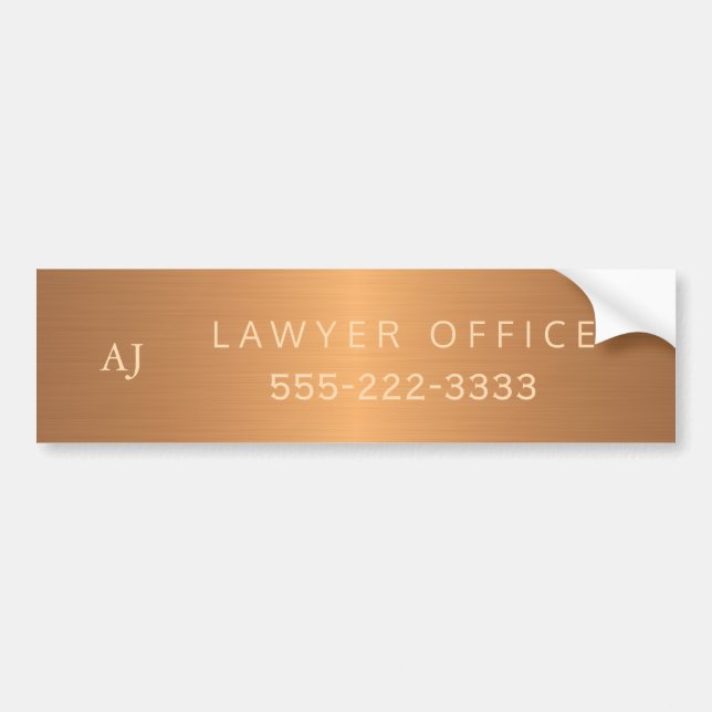Gold steel copper metallic business name monogram bumper sticker (Front)
