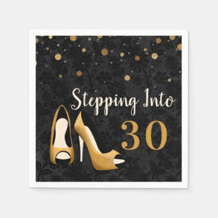 Gold Stepping into 30 Woman's Birthday Party Napkin