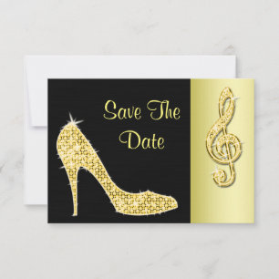 Gold Stiletto & Treble Cleft 40th Save The Date