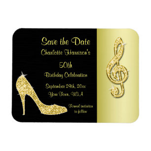 Gold Stiletto & Treble Cleft 50th Save The Date Magnet