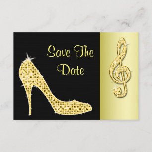 Gold Stiletto & Treble Cleft 60th Save The Date