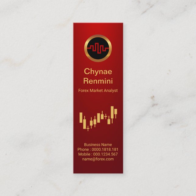 Gold Stock Exchange Index Red Vignette Mini Business Card (Front)