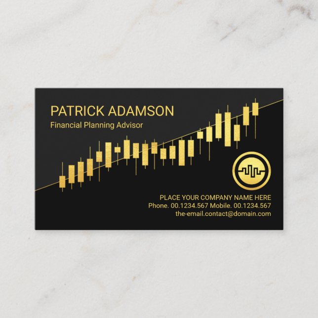 Gold Stock Graph Financial Analyst  Business Card (Front)