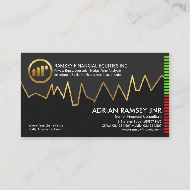 Gold Stock Investment Graph Financial Consultant Business Card (Front)