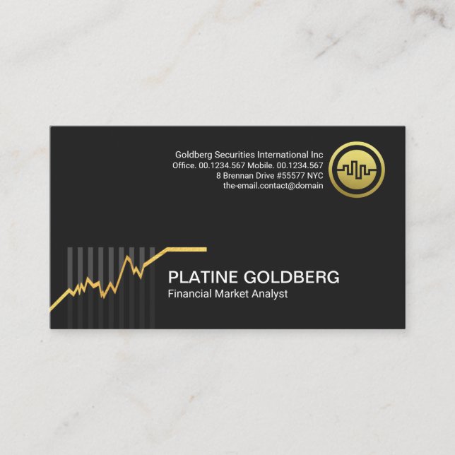Gold Stock Share Market Graph Money Market Business Card (Front)