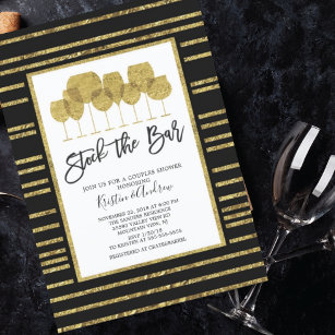 Gold Stock the bar Couples Shower Invitation