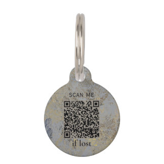 Gold Stone Marble Custom QR Code Pet ID Tag