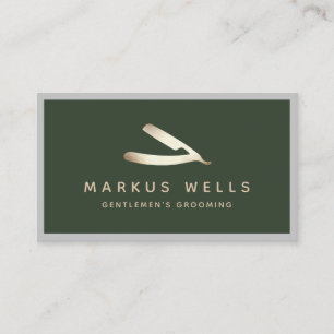 Gold Straight Razor Barbershop Master Barber Business Card