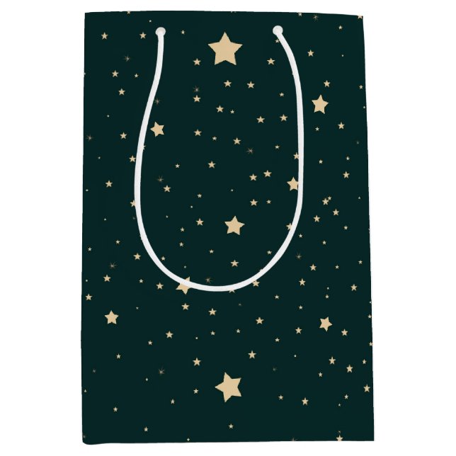 Gold Strars On Green Medium Gift Bag (Front)