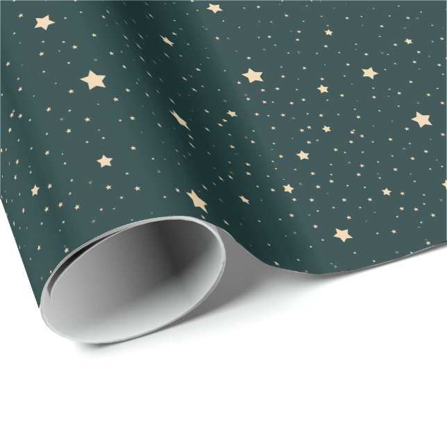 Gold Strars On Green Wrapping Paper (Roll Corner)