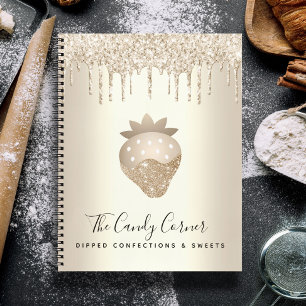 Gold Strawberry Glitter Drips Confection Sweets Notebook