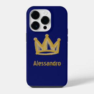 Gold street style graffiti crown iPhone 14 pro case