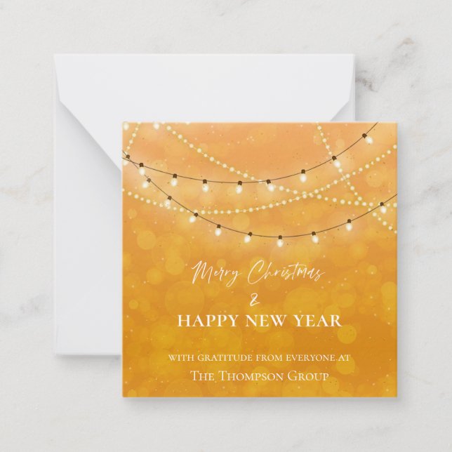 Gold String Lights Christmas New Year Corporate No Card (Front)
