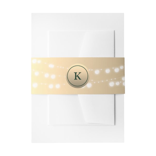 Gold String Lights Wedding Invitation Belly Band (Front Example)