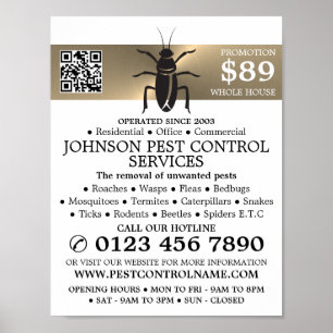 Gold Strip - Black Cockroach - Pest Control Poster