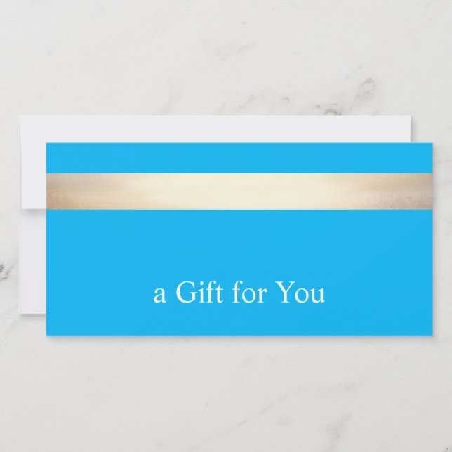 Gold Stripe Aqua Blue Gift Certificate Thank You Card (Front)