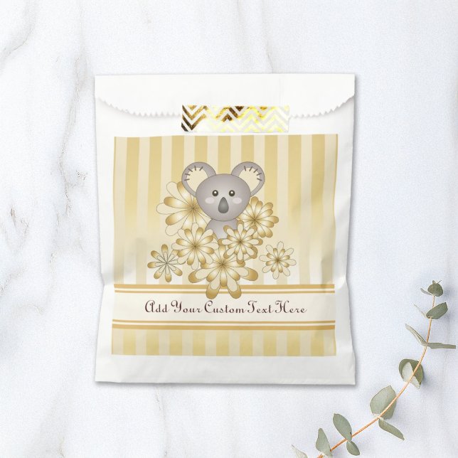 Gold Stripe Koala Baby Shower / Kids Birthday Favour Bag (Creator Uploaded)