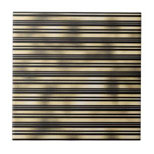 Gold stripe pattern shimmer foil sheen black ceramic tile