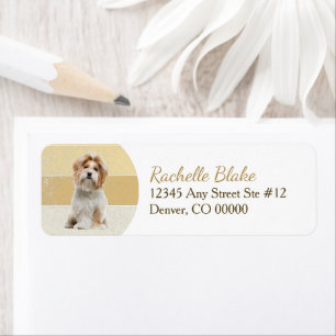 Gold Stripe Shih-Tzu Dog Return Address Return Address Label