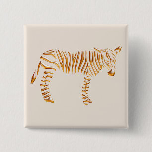 Gold Stripe Zebra 15 Cm Square Badge