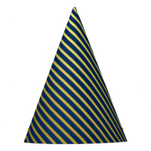 Gold Striped Blue Party Hat