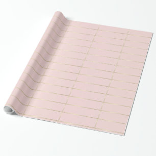 Gold Striped Blush Pink Glamour Shiny Design Wrapping Paper