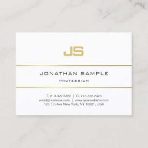 Gold Striped Elegant Monogram Design Trendy Plain Business Card