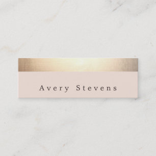 Gold Striped (no shine) Modern Stylish Light Pink Mini Business Card