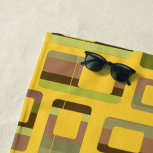 Gold Striped Rectangles  Beach Towel