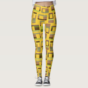 Gold Striped Rectangles  Leggings