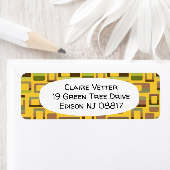 Gold Striped Rectangles  Return Address Label (Insitu)