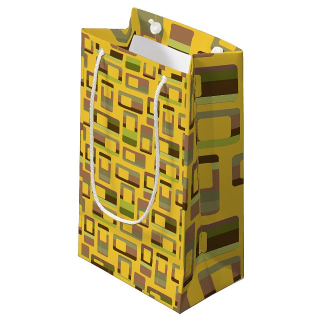 Gold Striped Rectangles  Small Gift Bag (Front Angled)
