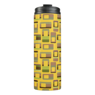 Gold Striped Rectangles Thermal Tumbler