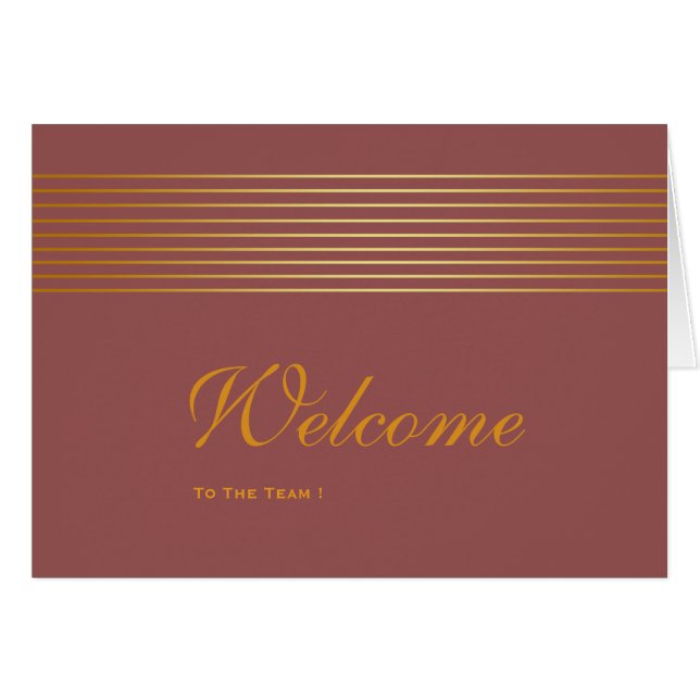 Gold Striped Sleek White Welcome Card (Front Horizontal)
