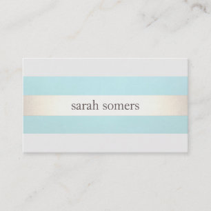 Gold Striped Turquoise Blue Beauty Salon and Spa Business Card