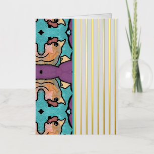 Gold stripes Birds Pattern Foil Holiday Card