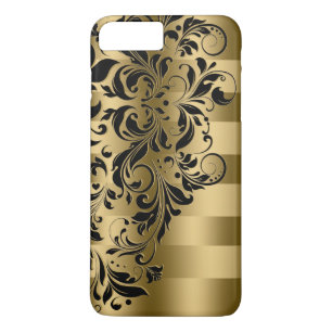 Gold Stripes & Black Floral Lace iPhone 8 Plus/7 Plus Case