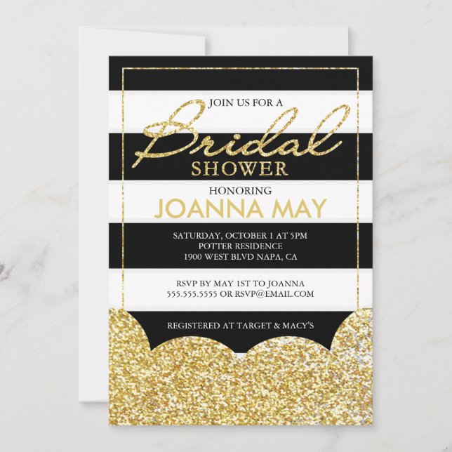 Gold Stripes Bridal Shower Invitation (Front)
