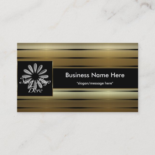 Gold Stripes D2 Add Your Logo Business Cards (Front)