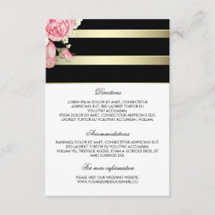 Gold Stripes Floral Wedding Details - Information Enclosure Card