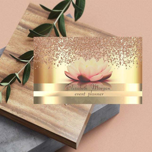 Gold Stripes  Lotus Gold Diamonds Business Card (Creator Uploaded)